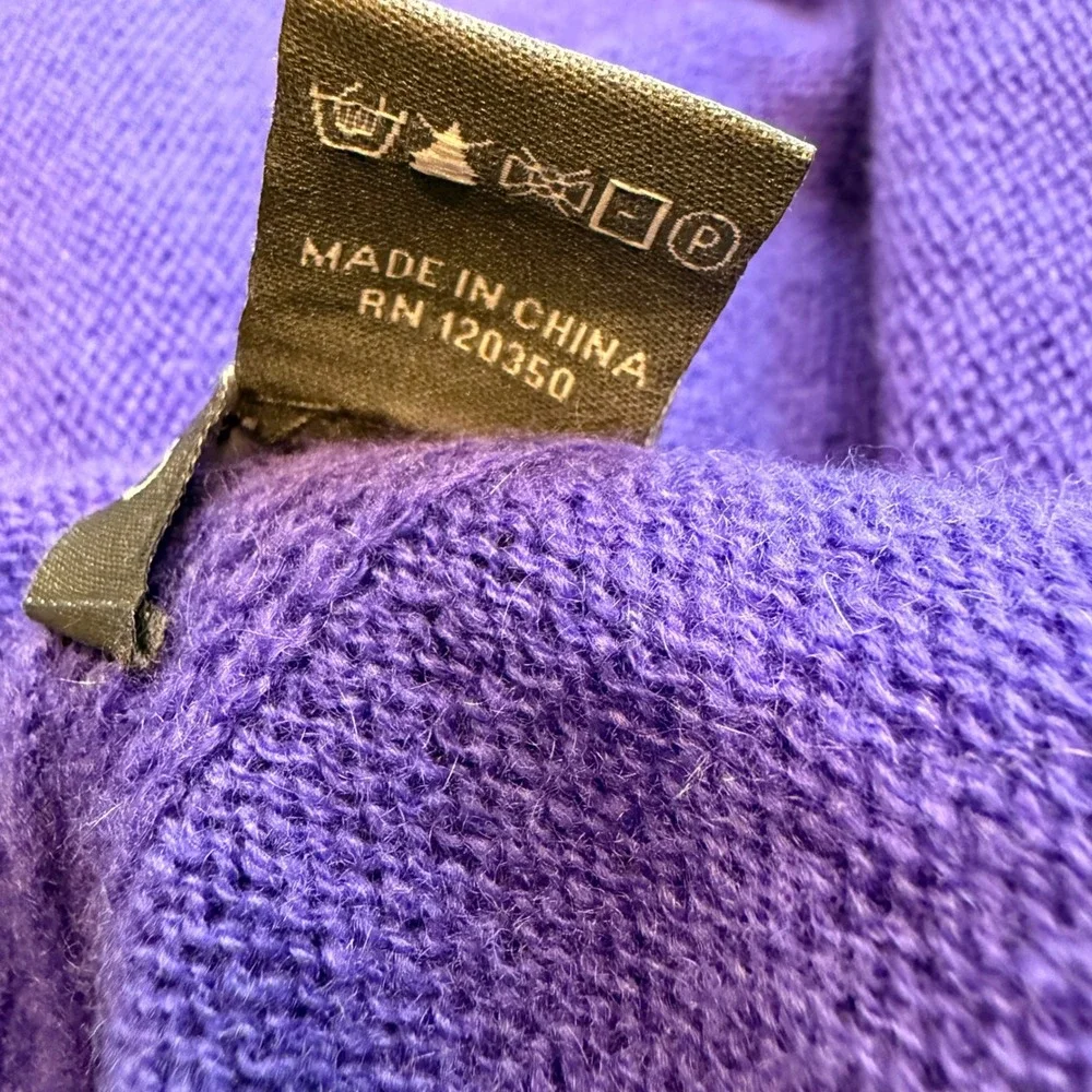 Claudia Nichole 100% Cashmere Poncho Wrap V-Neck Purple One Size Quiet Luxury